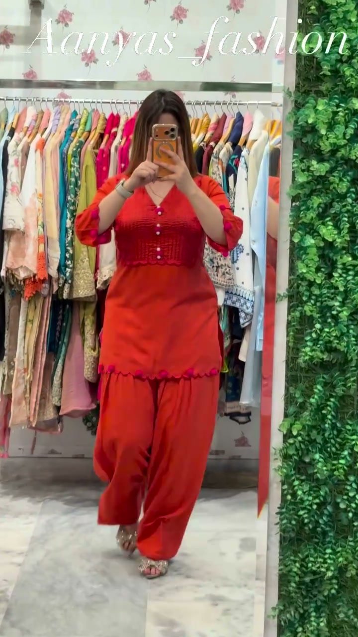 Ruby Red Velvet Silk Straight Kurta