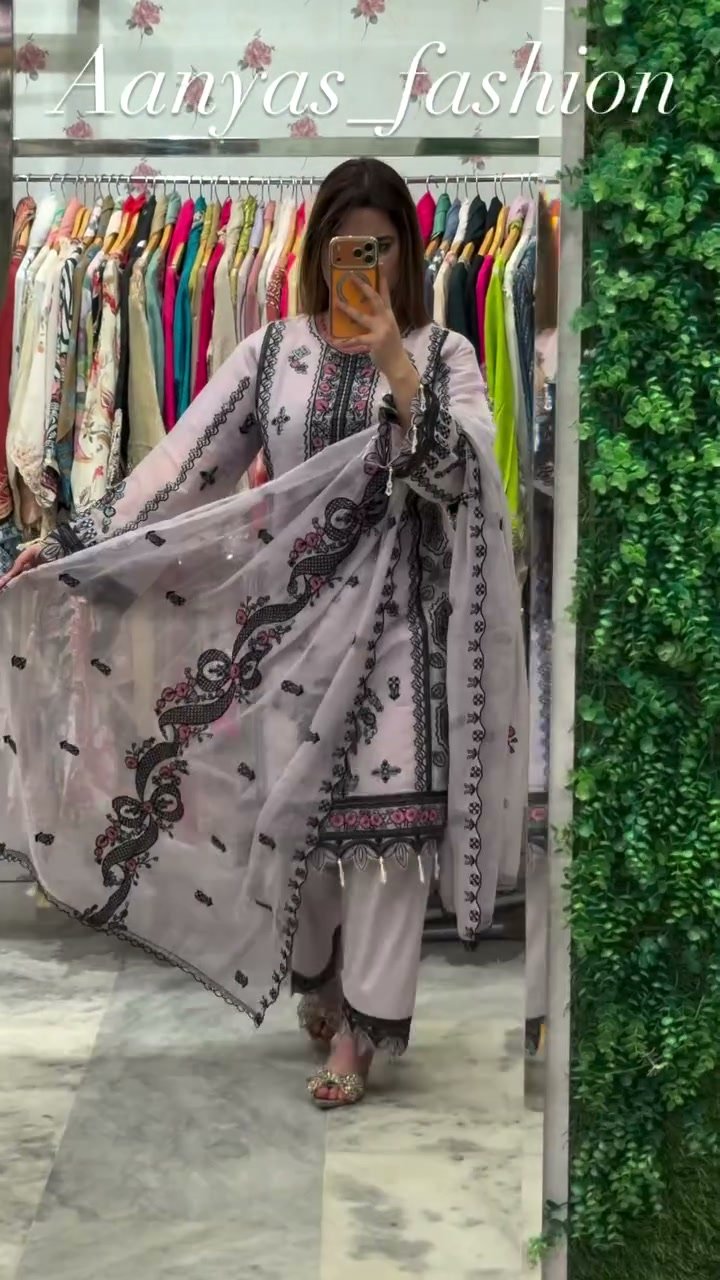 Noor Lavender & Black Printed Suit Set